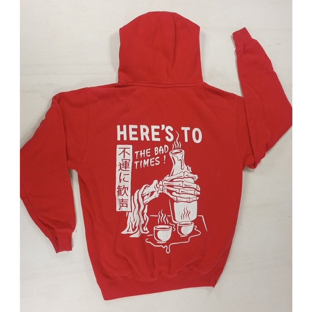 RSQ Collective Here’s To The Bad Times Hoodie Red Sweatshirt Mens Small